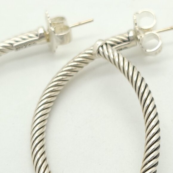 DAVID YURMAN Sterling Silver Classic Cable Hoop Earrings 2 inch with Pouch - Picture 8 of 9